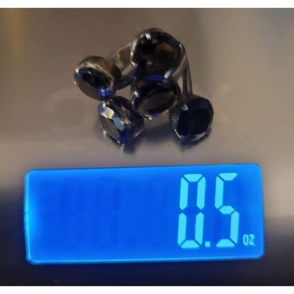 Estate Vintage Rare Amrita 925 Silver Cluster Ring With Smoky Quartz Gemstones - Picture 10 of 11